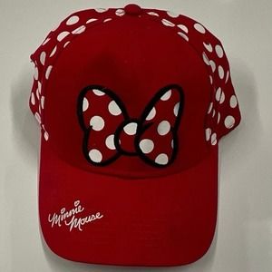 Red & White Poka Dot Minnie Mouse Embroidery Disney Cap/Hat Poka dot Bow